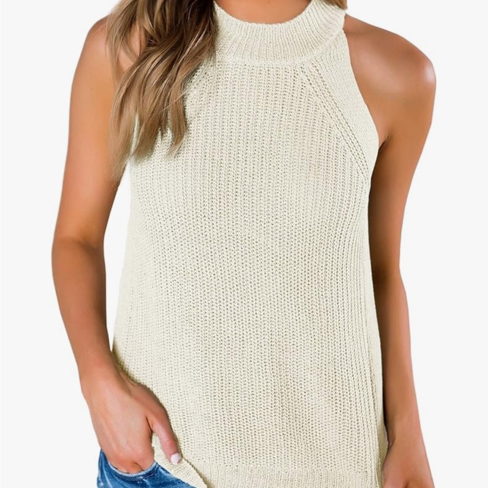 Women's Summer Halter Tank Racerback Loose Knit Sweater Cami Size Small